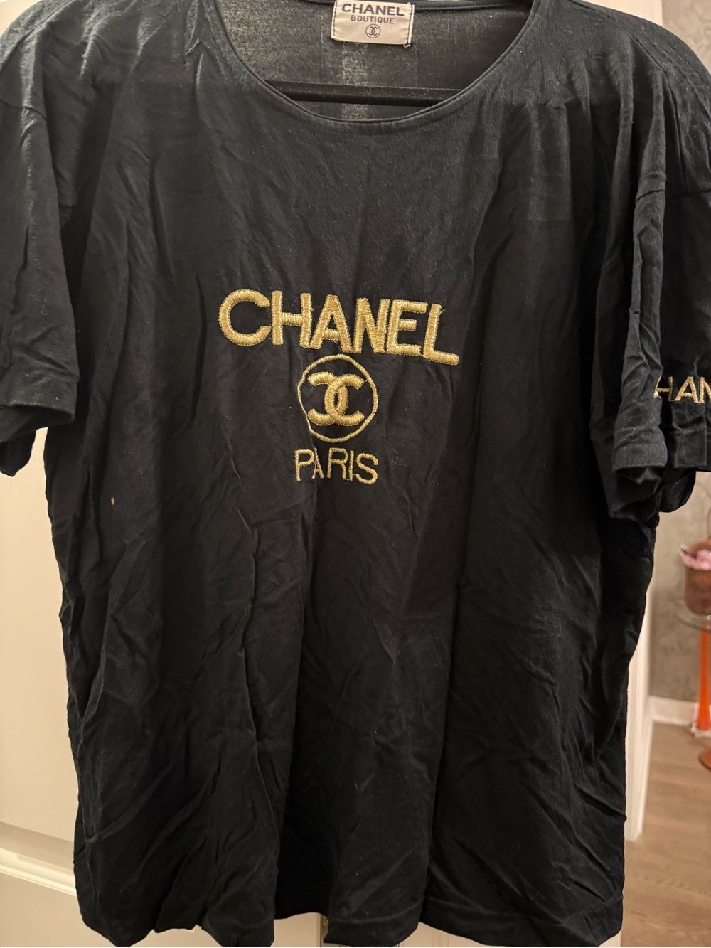 Chanel Black & Gold Logo Short-Sleeve woman’s shirt
